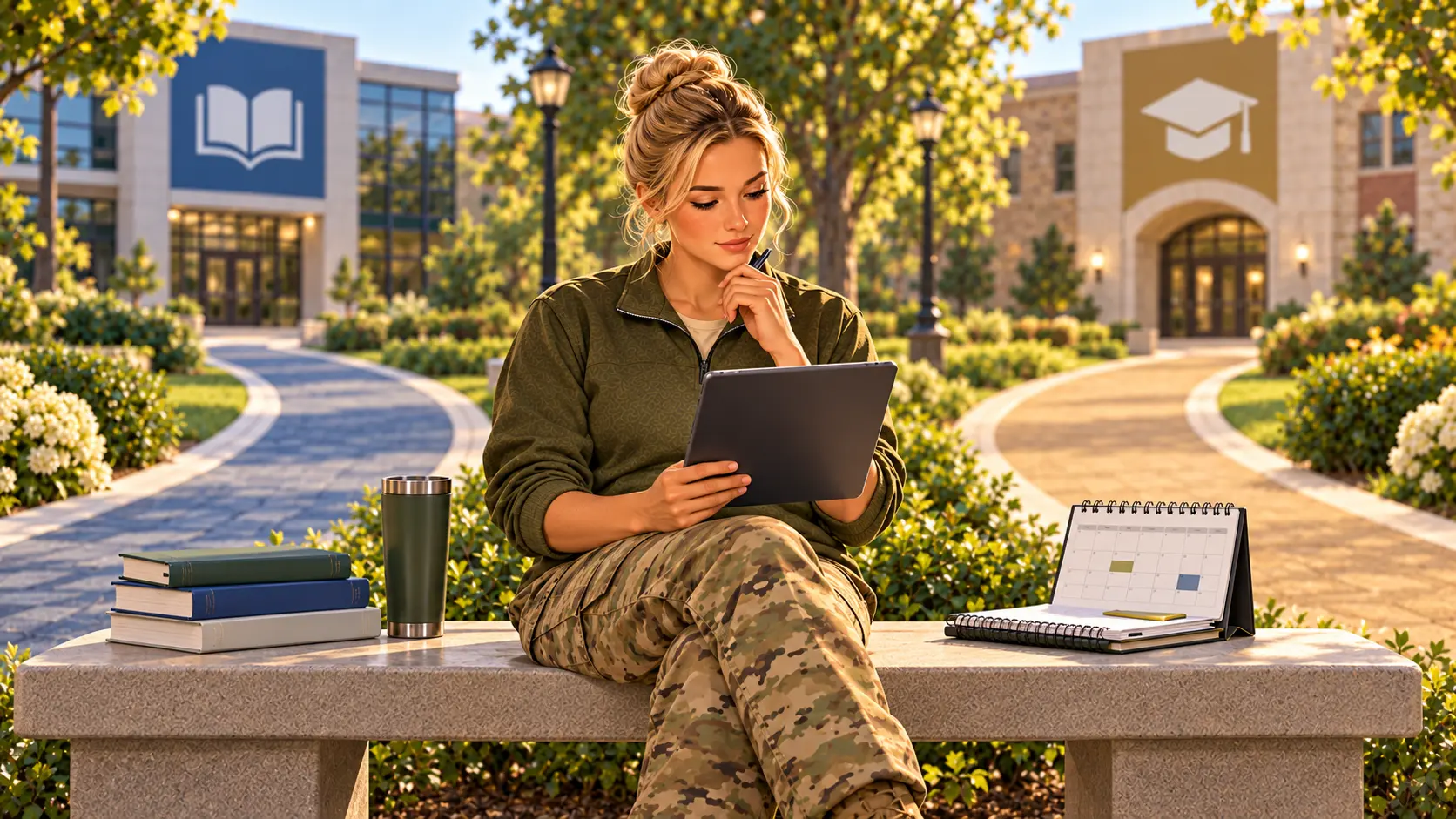Soldier comparing Tuition Assistance and GI Bill education options.