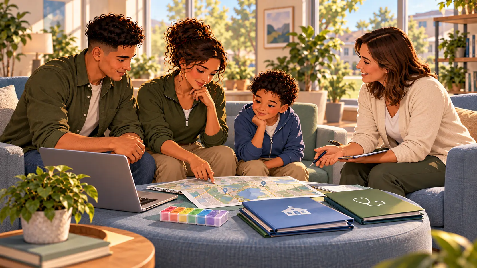 Military family organizing EFMP records and plans before a PCS.